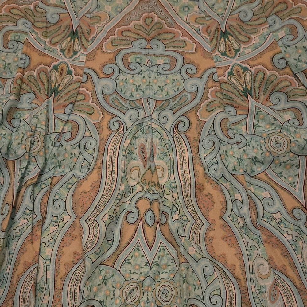 Talbots A-Line Skirt in Green and Cream Paisley - Picture 2 of 4
